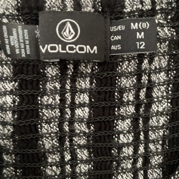 VOLCOM True To This Mini Dress M Ruffle Sleeve Stripes Sexy Babydoll button up - Picture 8 of 9